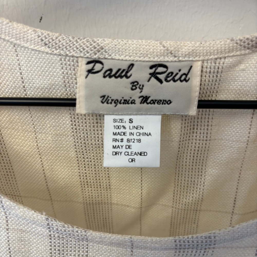 Paul Reid by Virginia Moreno Mongolian Linen Blouse Small Natural - Picture 3 of 7